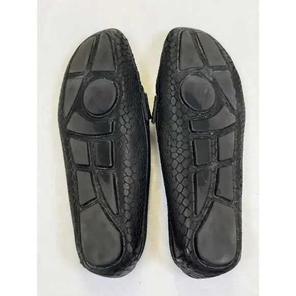 Charleston Shoe Co Tradd Penny Loafers Women's Sz 7 M Black Leather Slip-on Croc - Picture 9 of 12